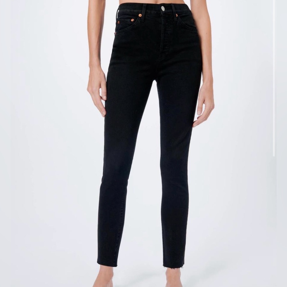 Re/Done 1893whrac High Rise Ankle Crop Jeans in Black